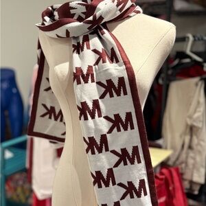 Michael Kors Brown and White Logo Scarf